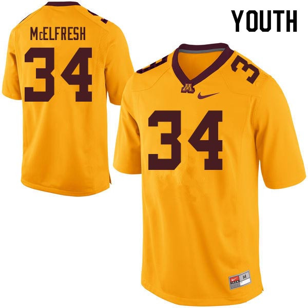 Youth #34 Logan McElfresh Minnesota Golden Gophers College Football Jerseys Sale-Gold - Click Image to Close
